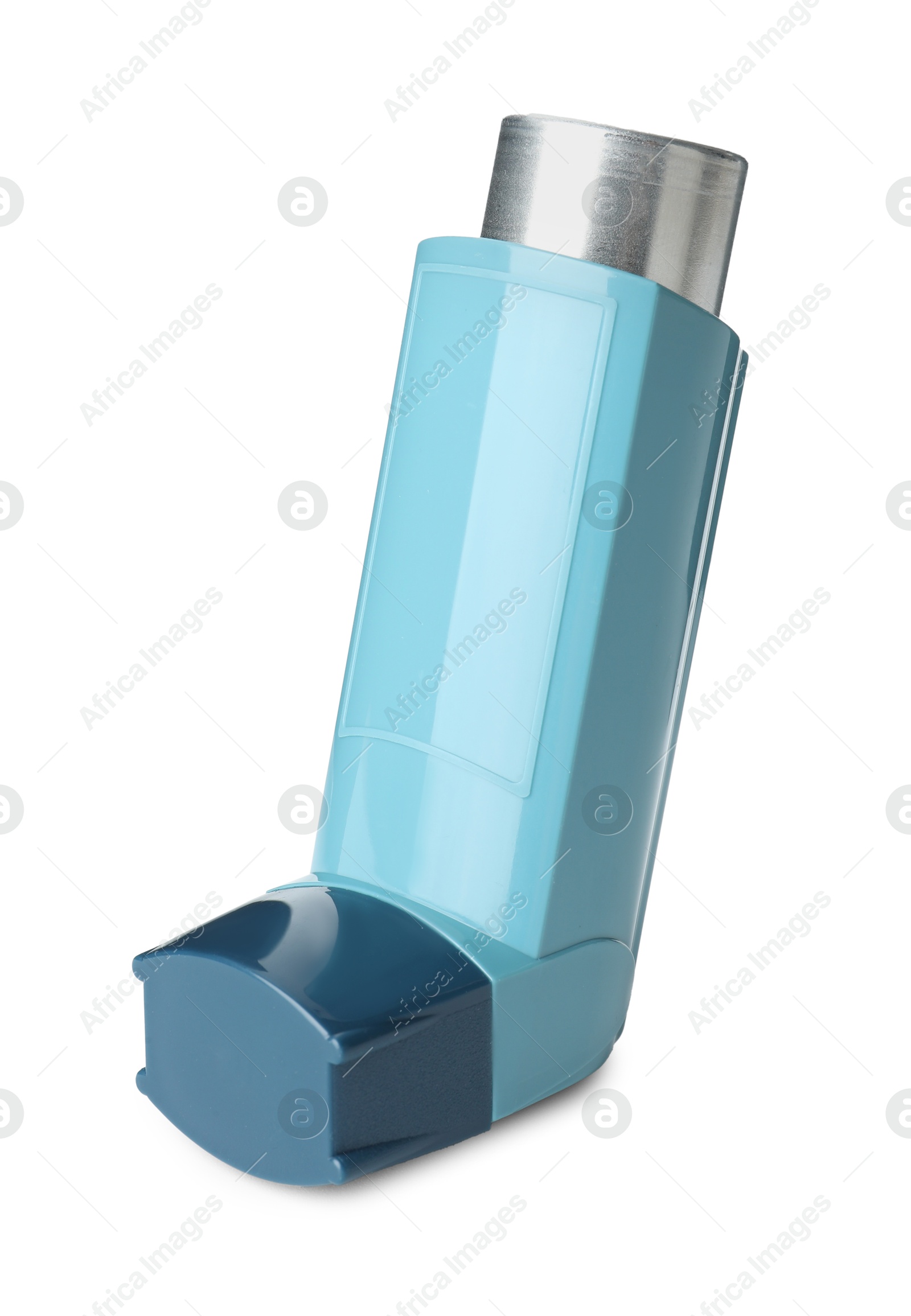 Photo of One inhaler isolated on white. Asthma treatment