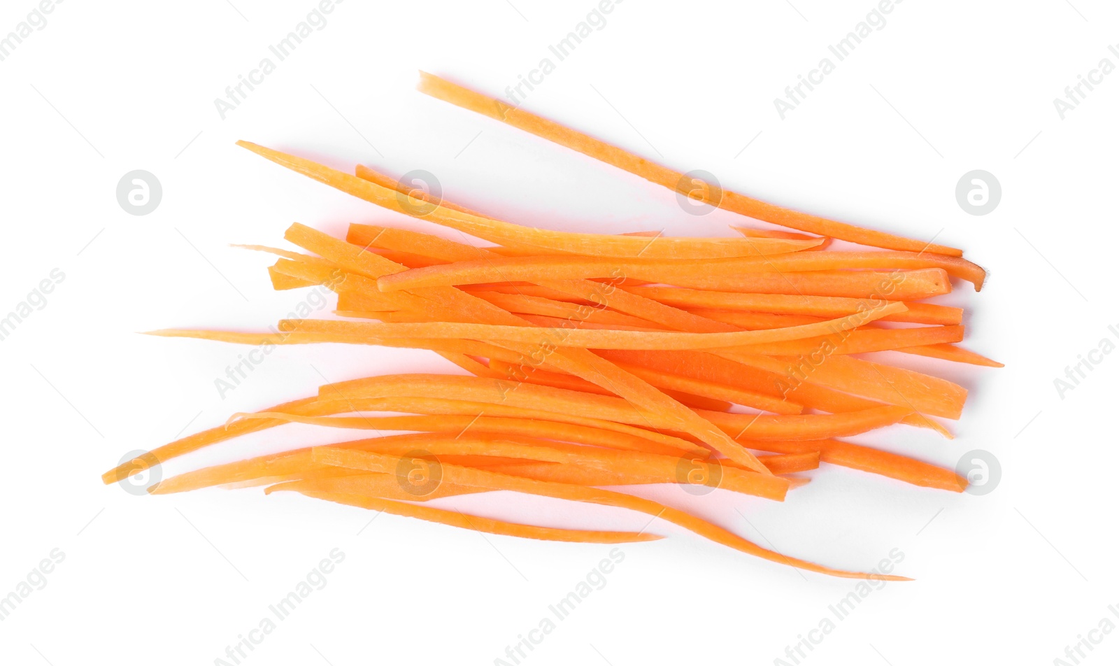 Photo of Cut fresh ripe carrot isolated on white, top view