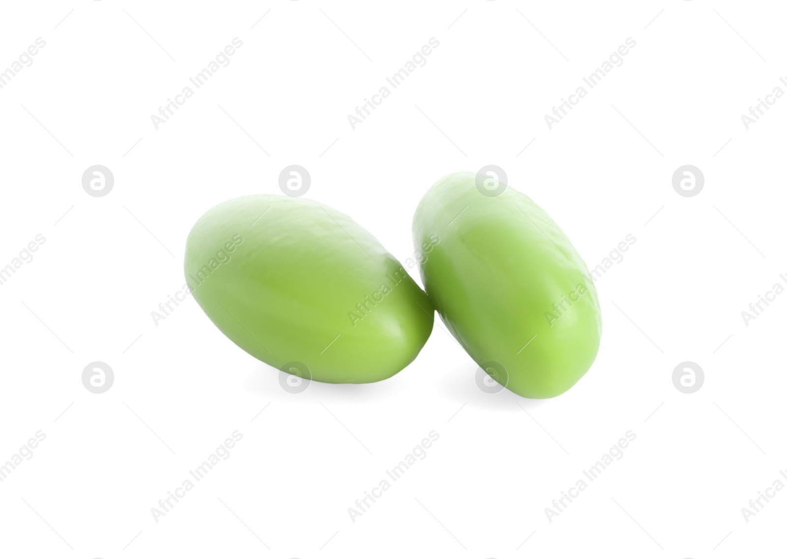 Photo of Raw green edamame soybeans isolated on white