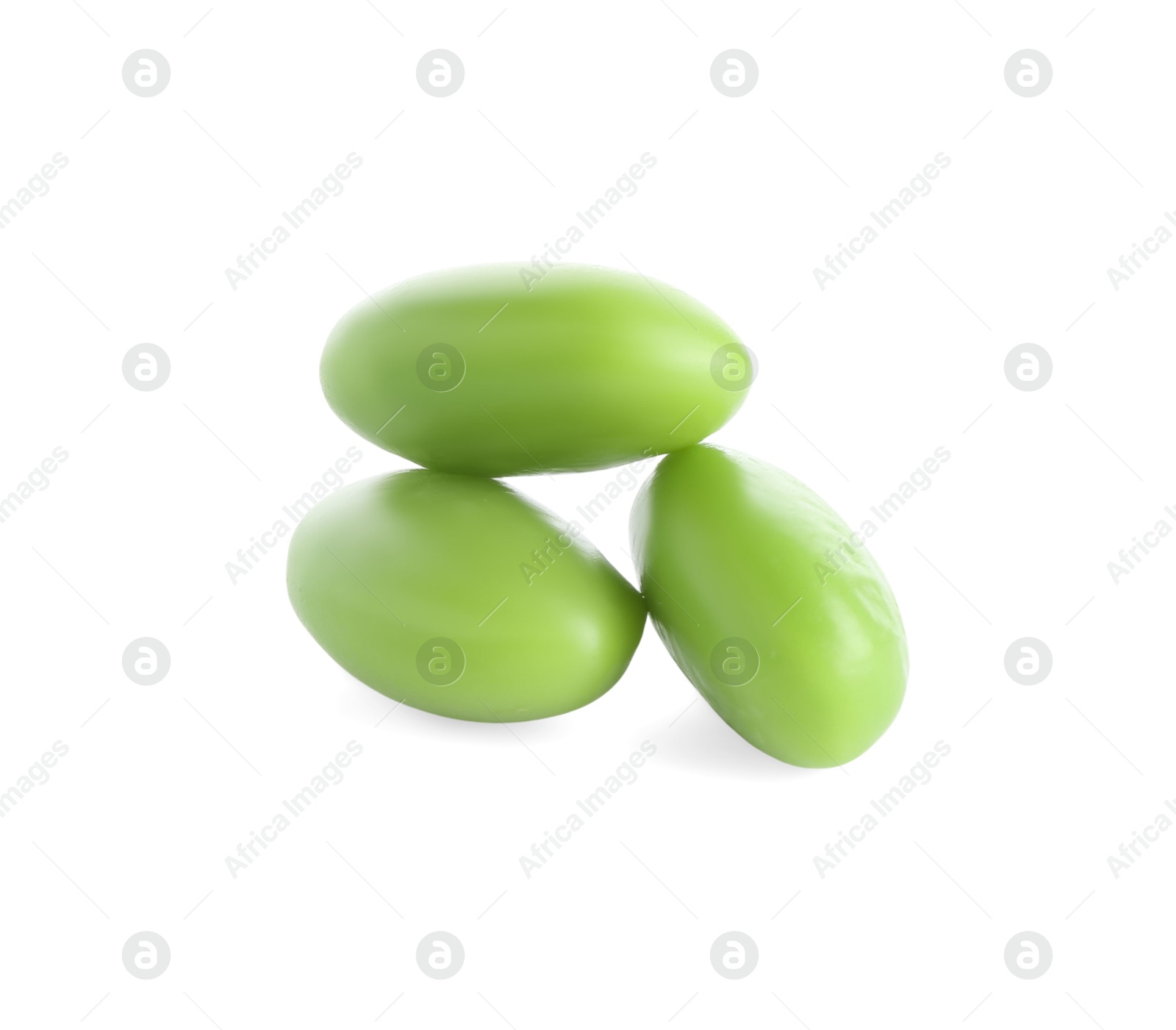 Photo of Raw green edamame soybeans isolated on white