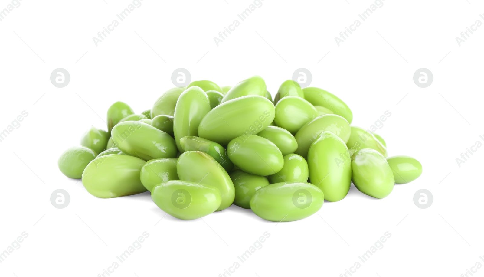 Photo of Raw green edamame soybeans isolated on white