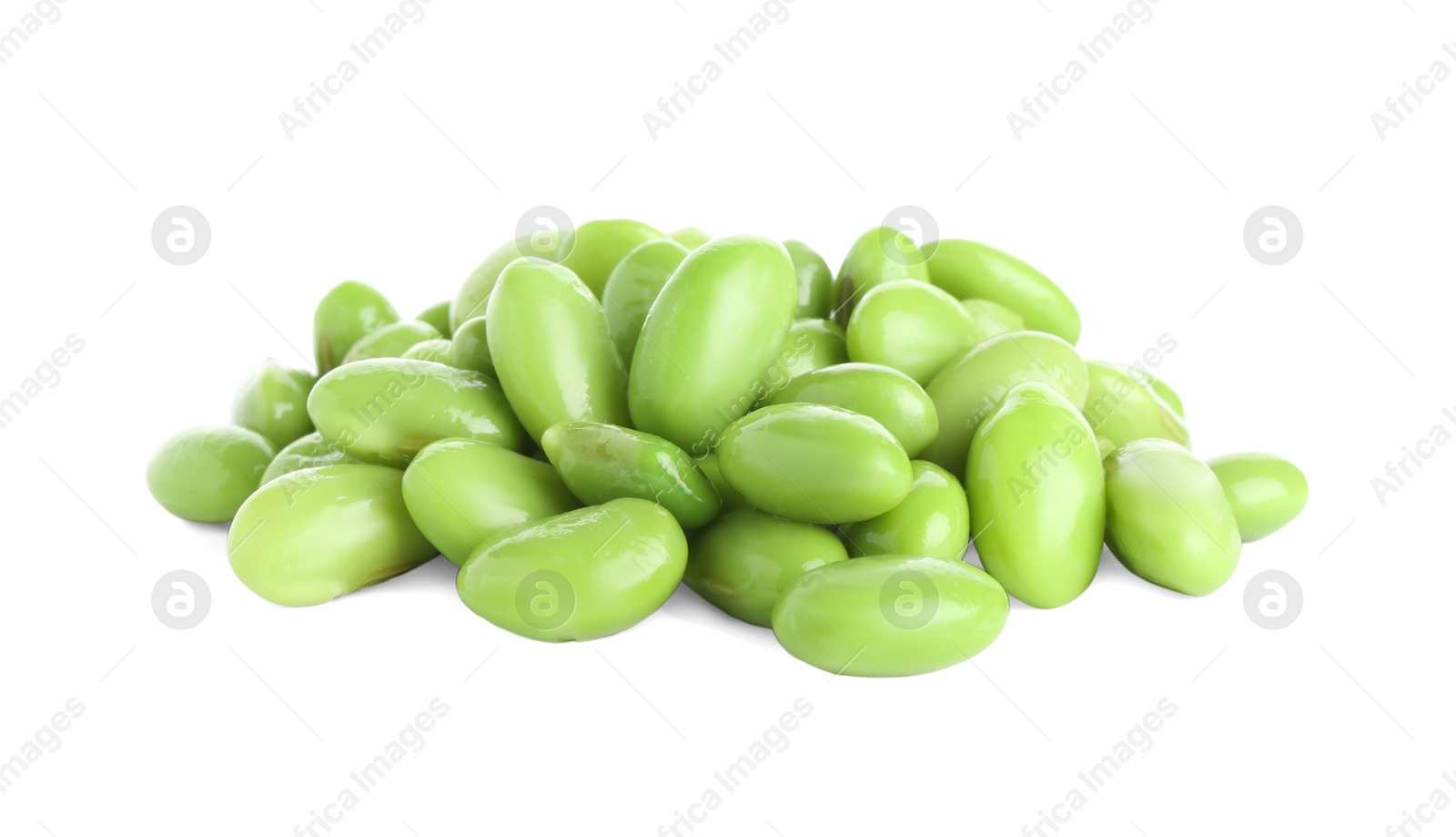 Photo of Raw green edamame soybeans isolated on white