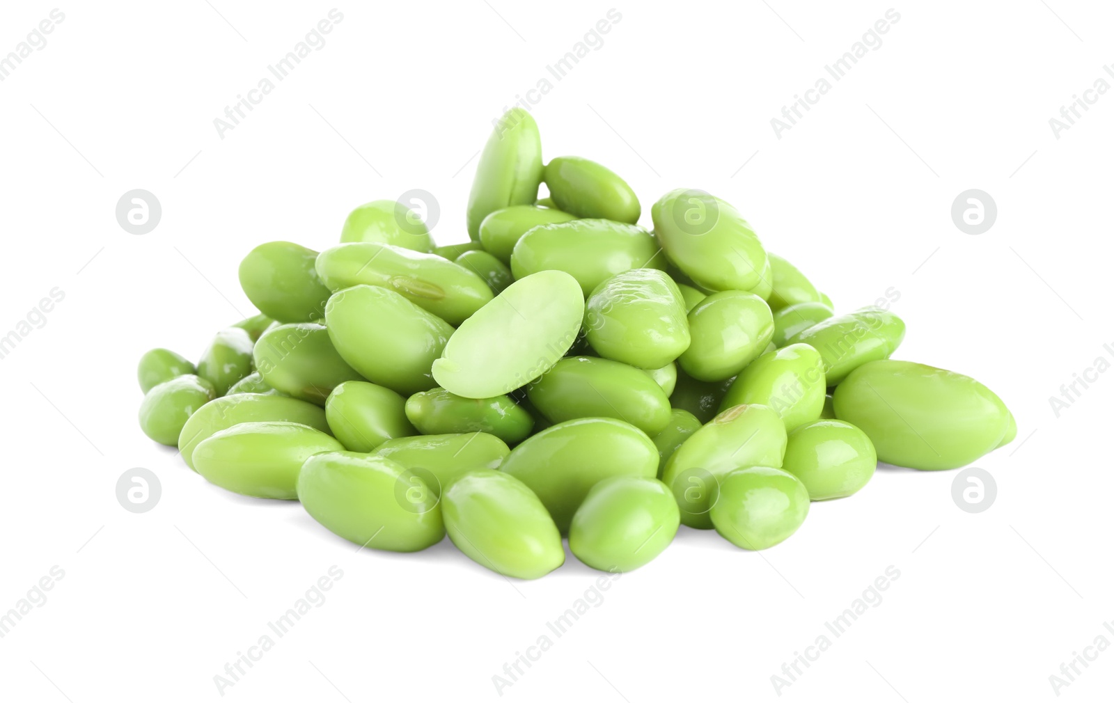 Photo of Raw green edamame soybeans isolated on white