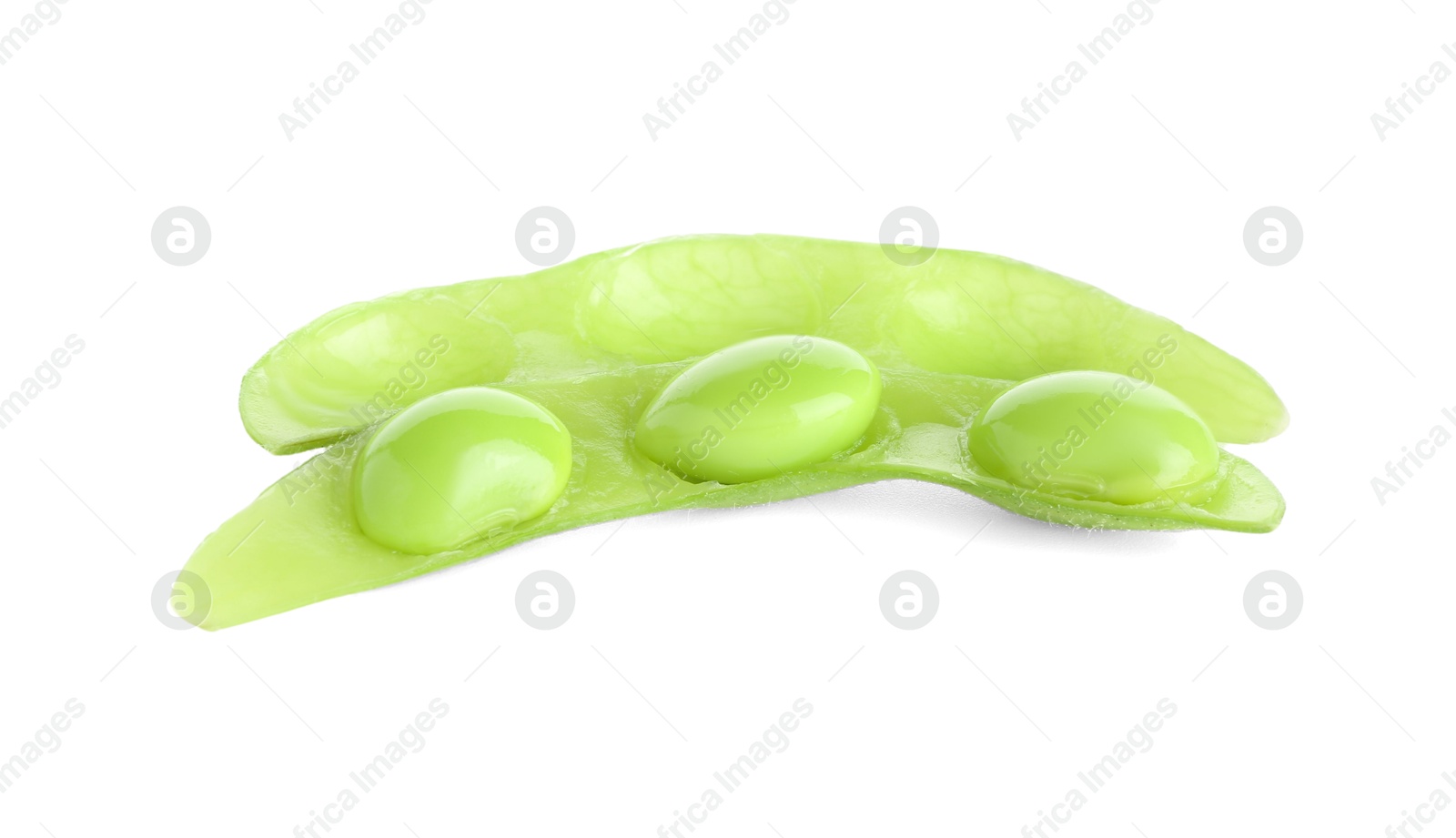 Photo of Raw green edamame pod with soybeans isolated on white