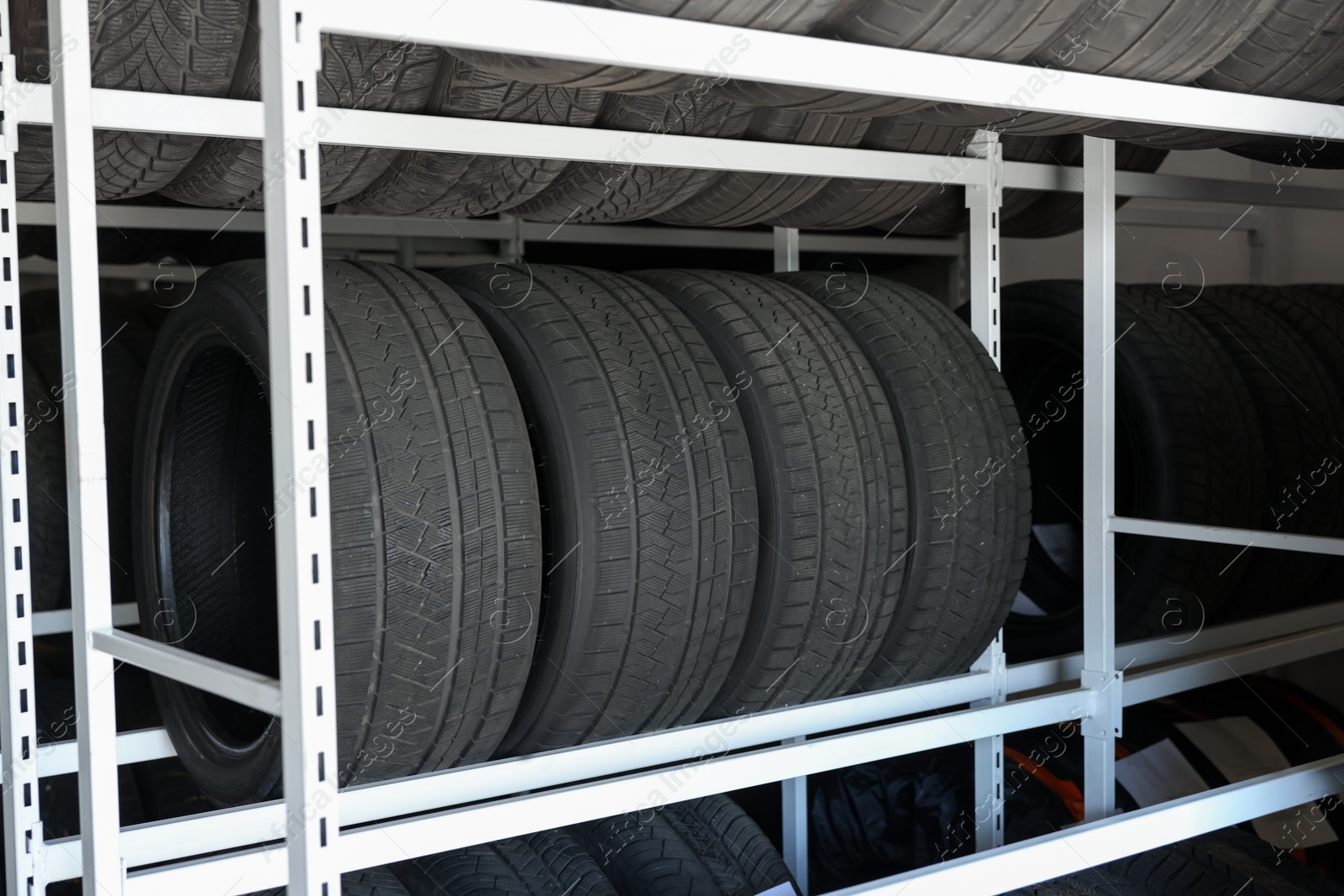 Photo of Group of car tires in auto store