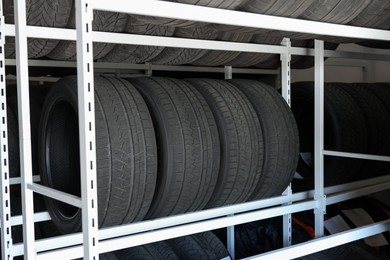 Photo of Group of car tires in auto store