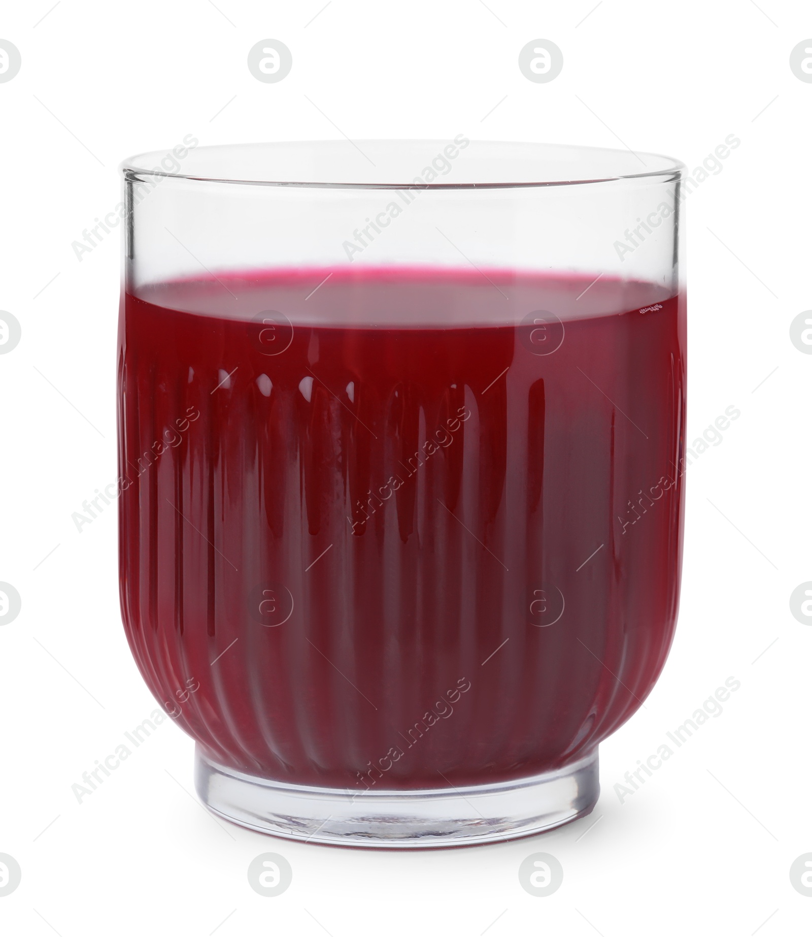 Photo of Fresh beet juice in glass isolated on white