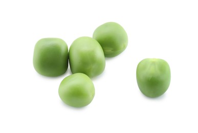 Photo of Fresh green peas isolated on white. Healthy product