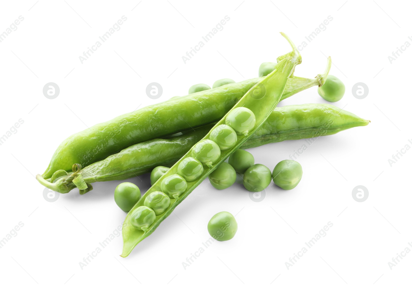 Photo of Green fresh peas and pods isolated on white