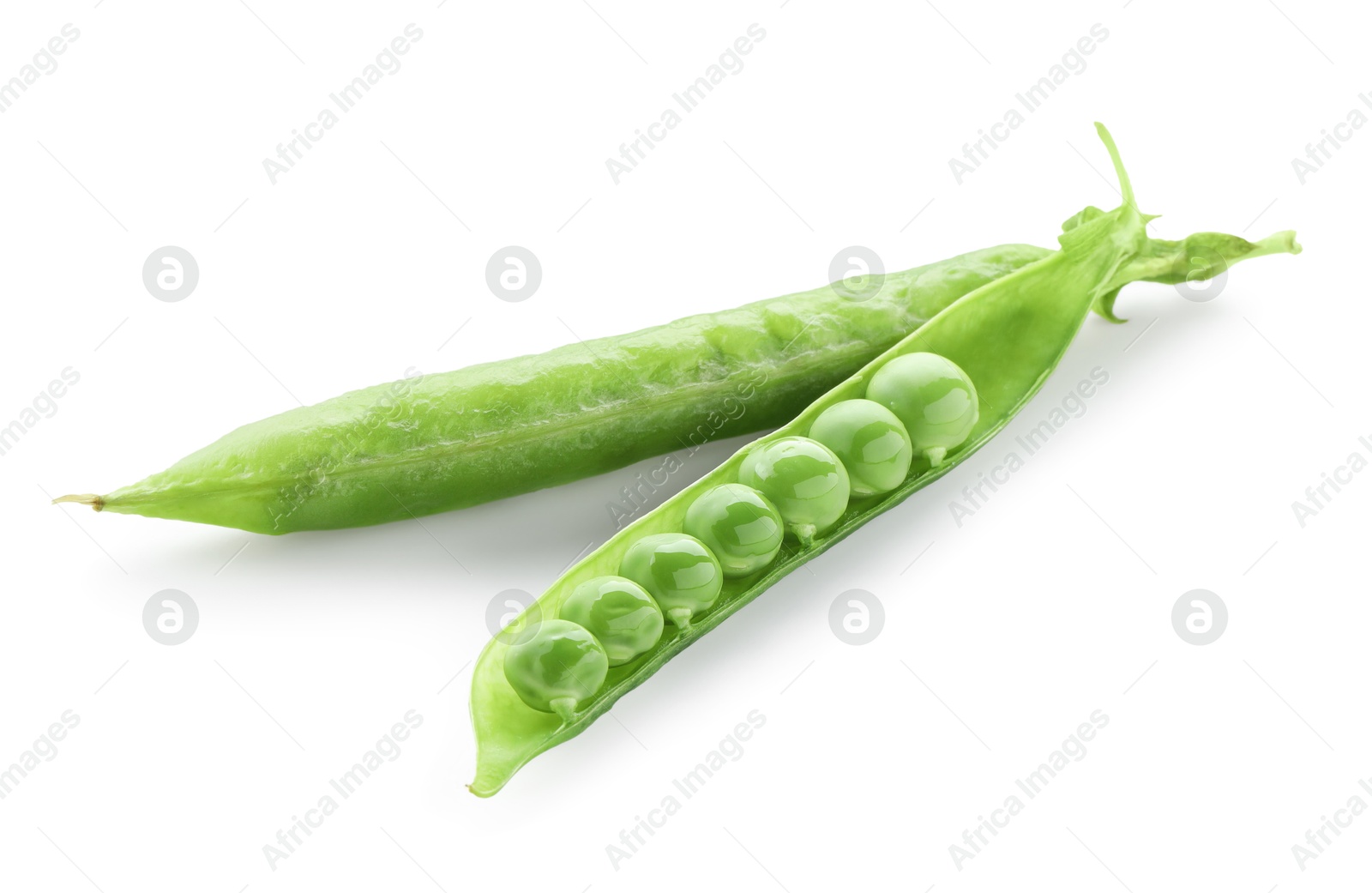 Photo of Green fresh peas and pods isolated on white