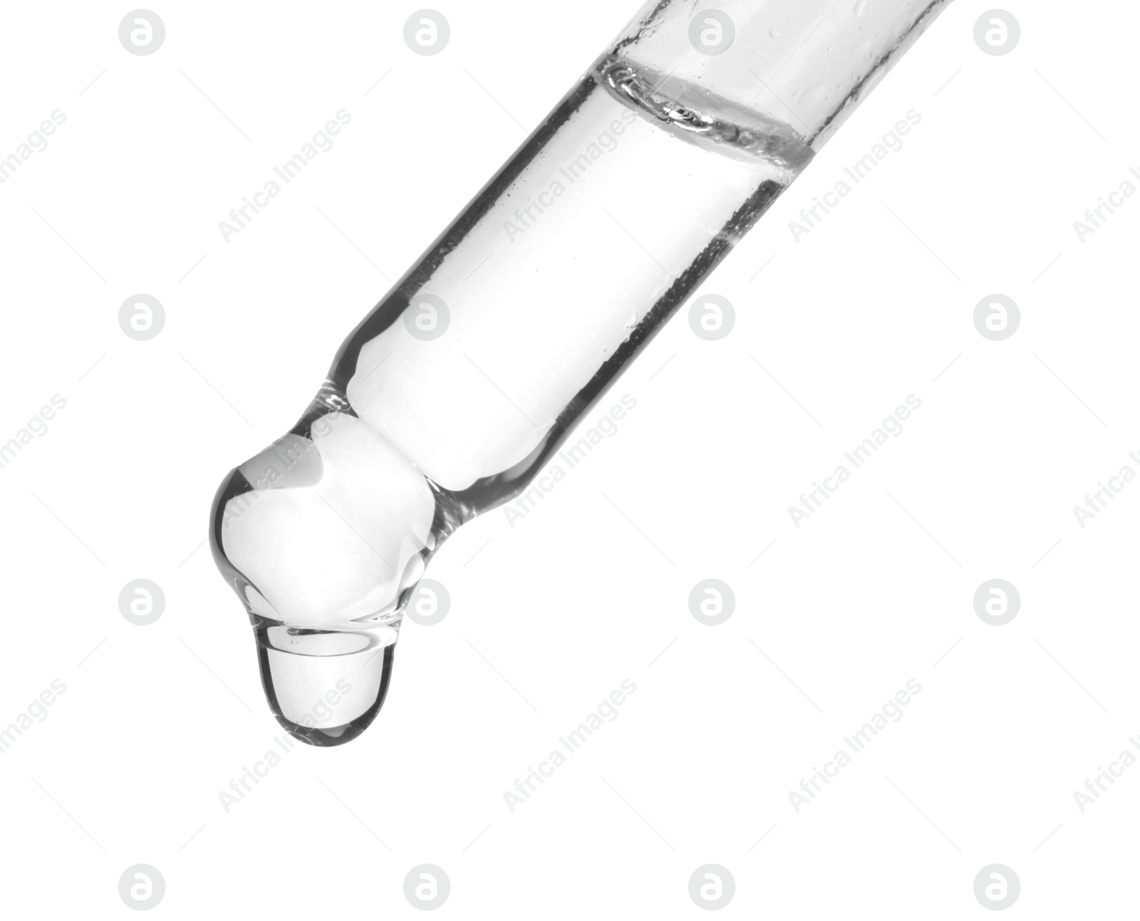 Image of Dropper with clear cosmetic oil on white background