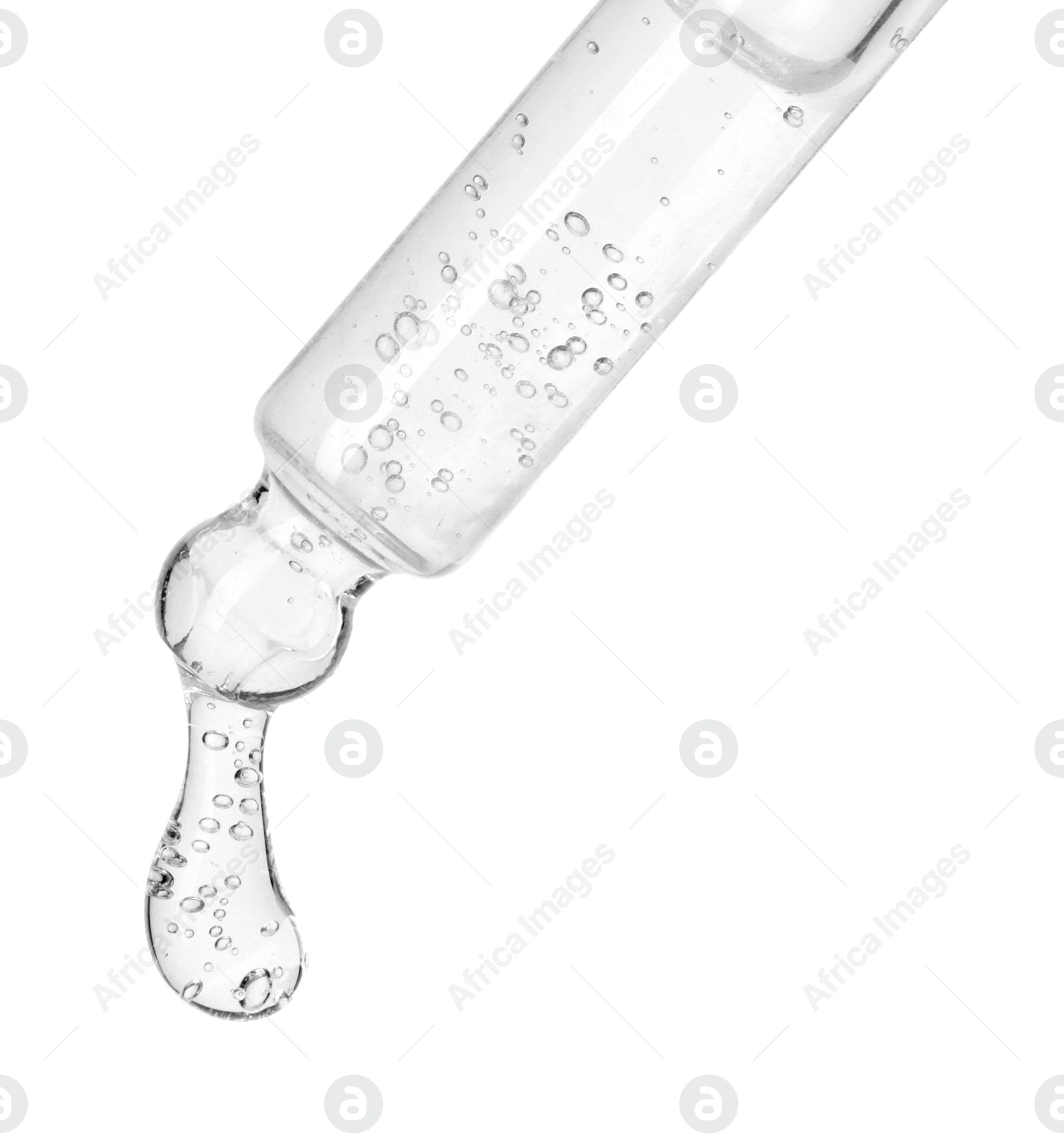 Image of Dropper with clear cosmetic oil on white background