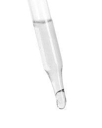 Image of Dropper with clear cosmetic oil on white background