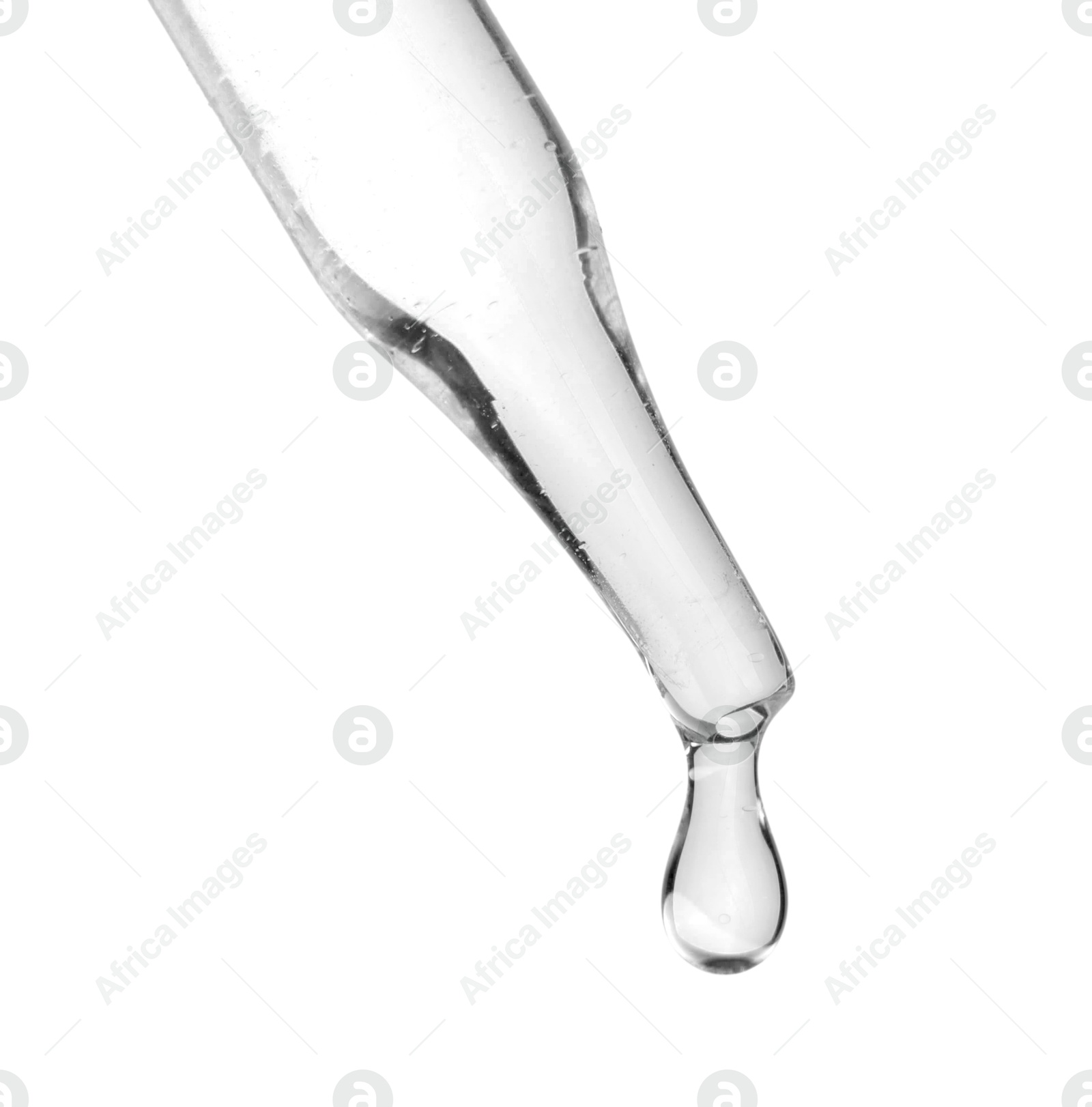 Image of Dropper with clear cosmetic oil on white background