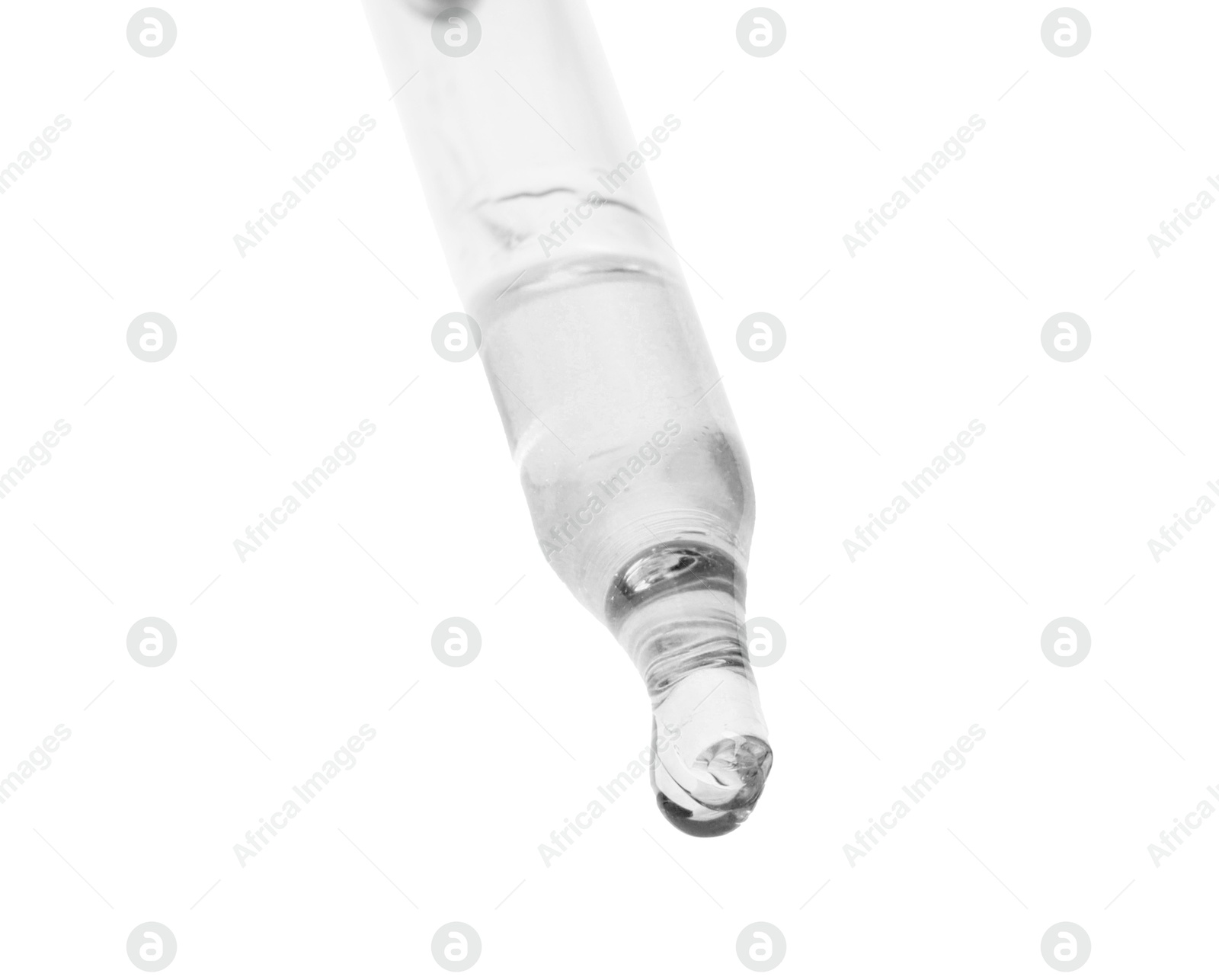 Image of Dropper with clear cosmetic oil on white background