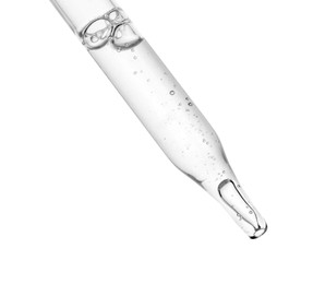 Image of Dropper with clear cosmetic oil on white background