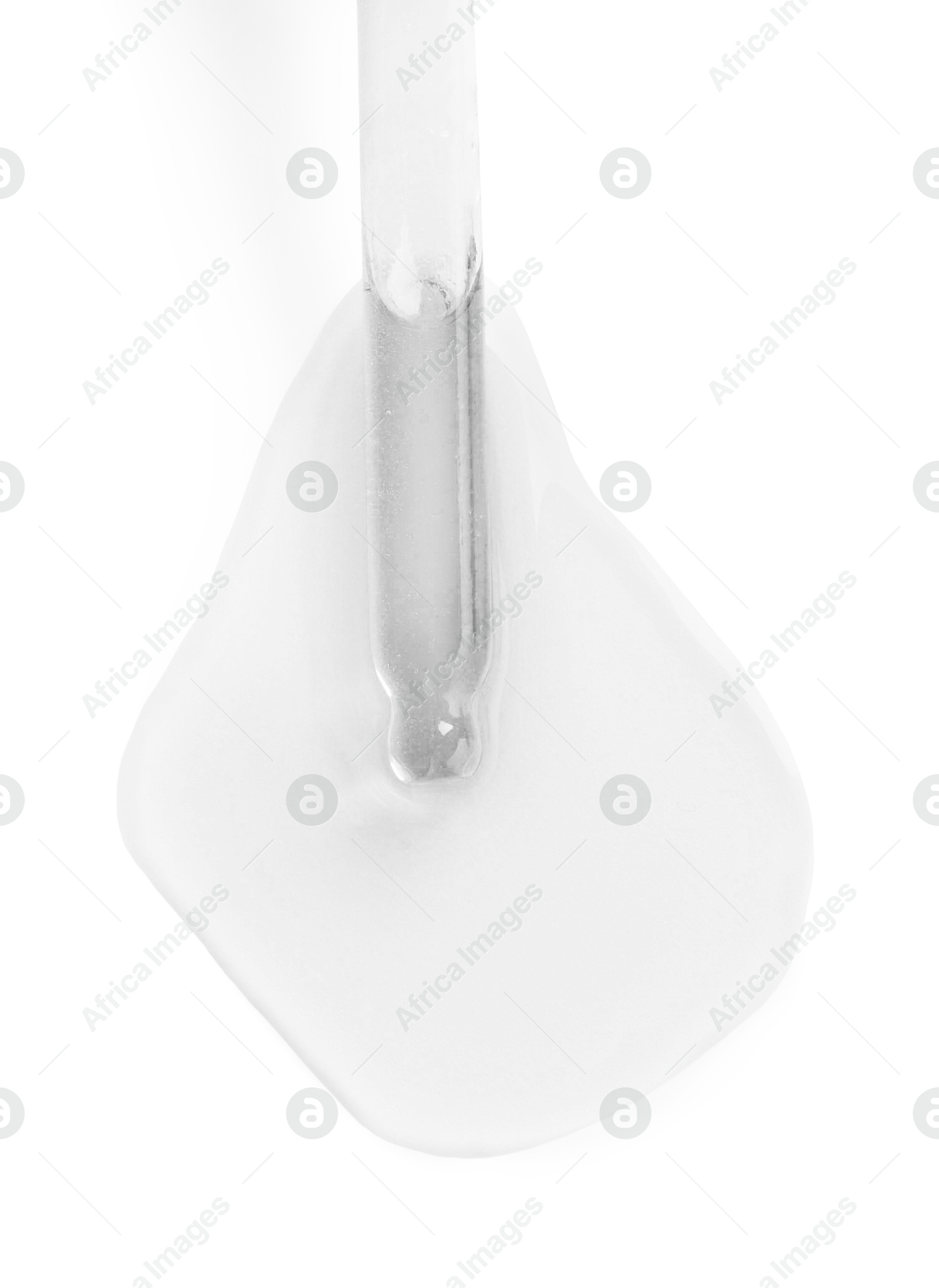 Image of Dropper with clear cosmetic oil on white background