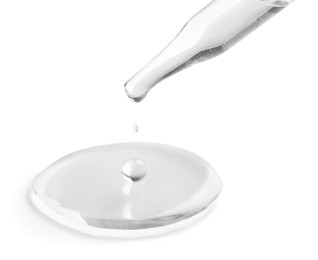 Image of Dropper with clear cosmetic oil on white background