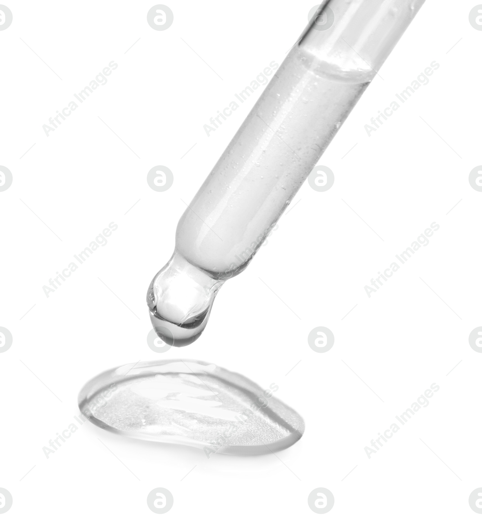 Image of Dropper with clear cosmetic oil on white background