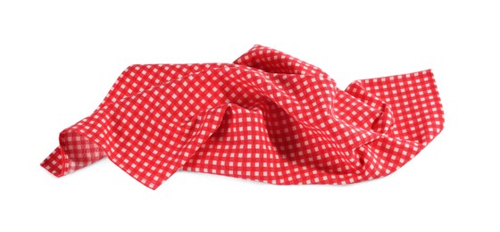 Photo of Red checkered picnic tablecloth isolated on white