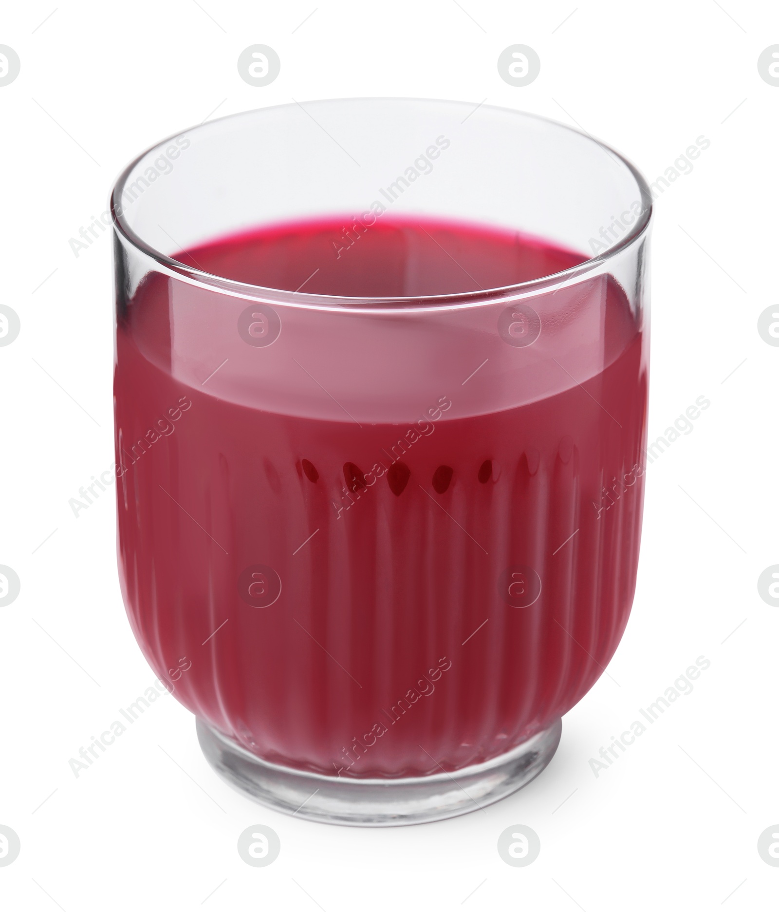 Photo of Fresh beet juice in glass isolated on white