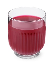 Fresh beet juice in glass isolated on white