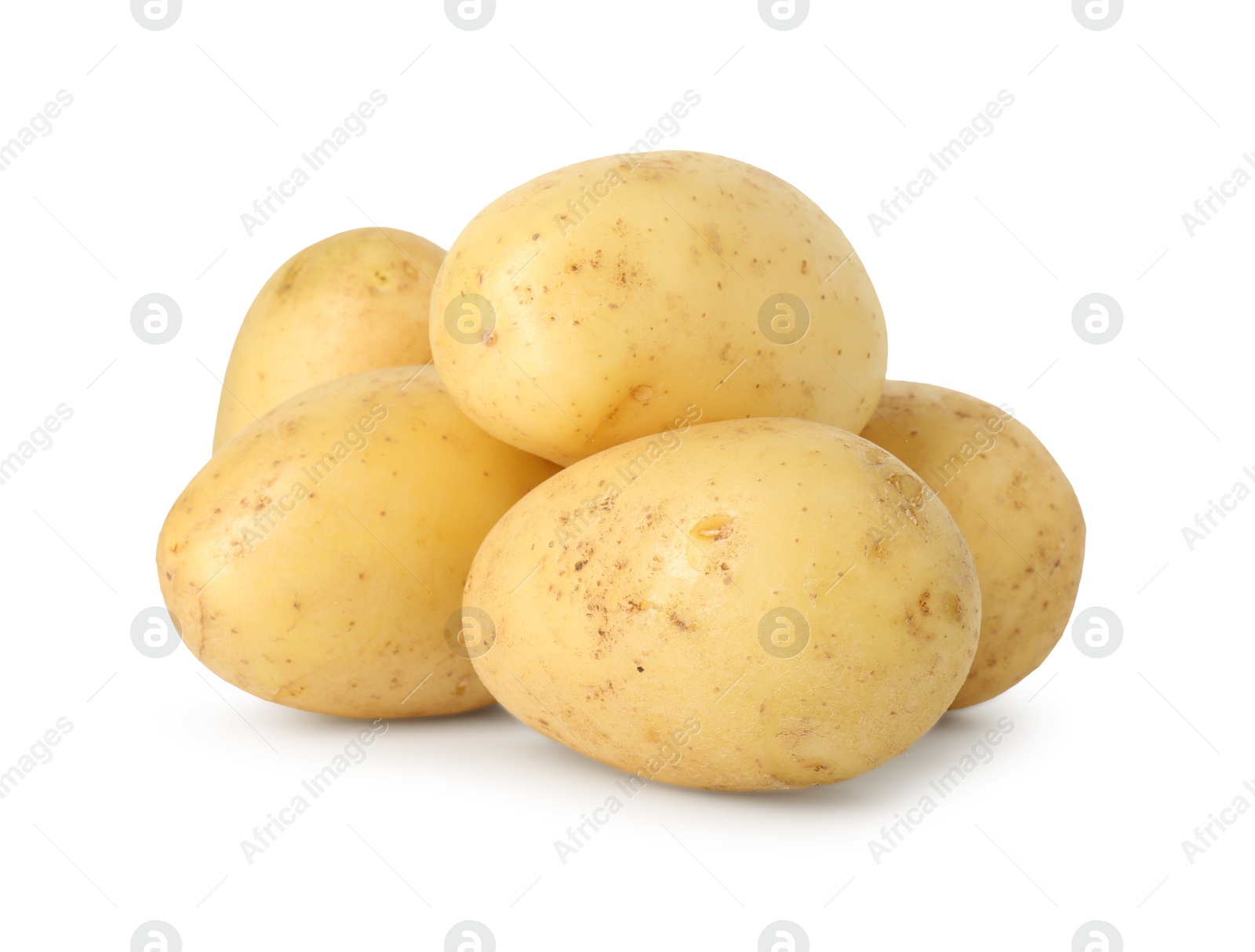 Photo of Pile of young fresh potatoes isolated on white