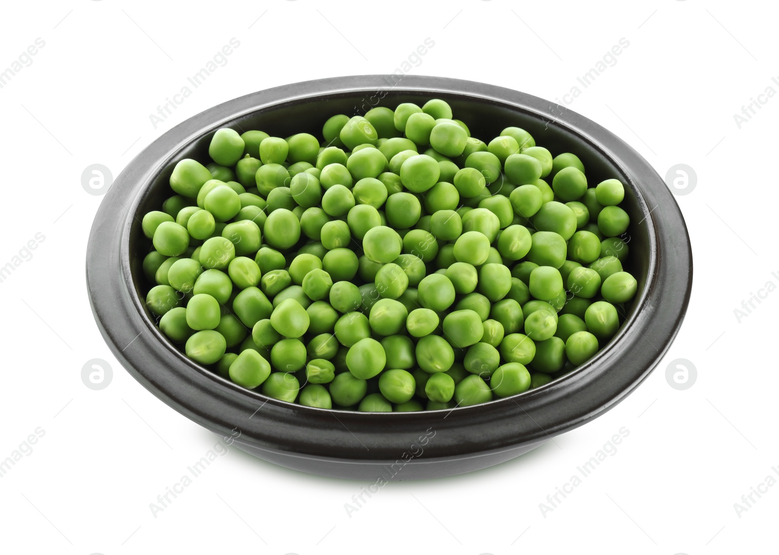 Photo of Fresh green peas in bowl isolated on white