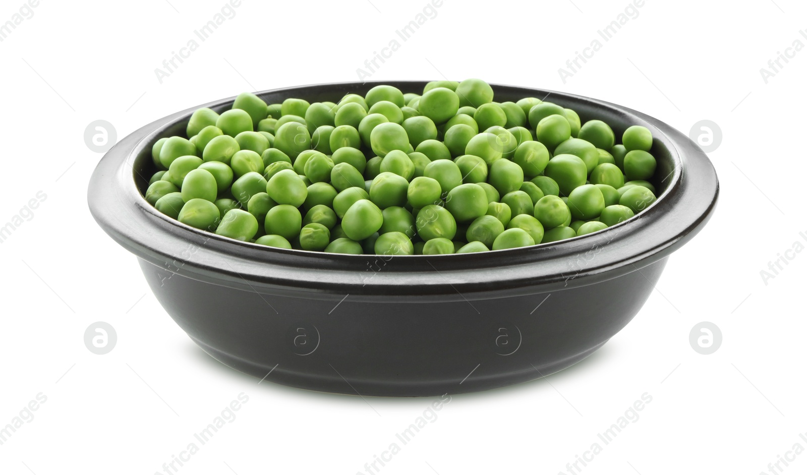 Photo of Fresh green peas in bowl isolated on white