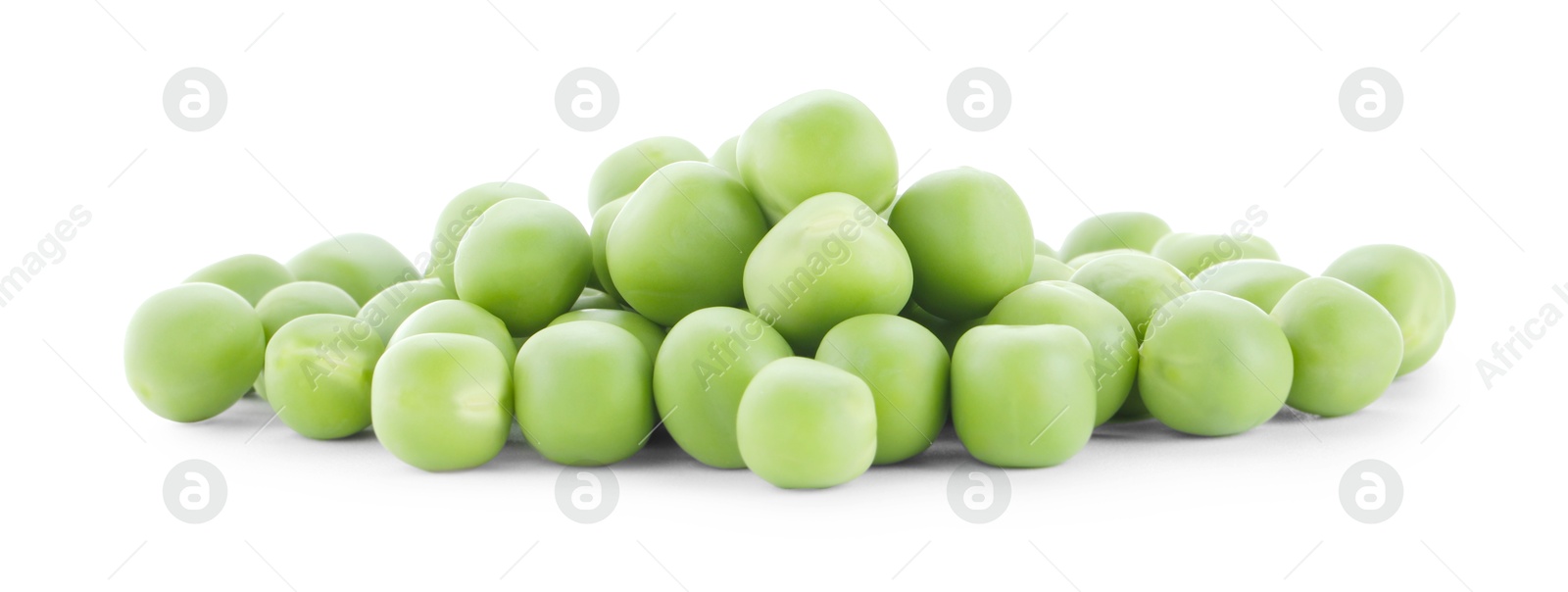 Photo of Pile of fresh green peas isolated on white