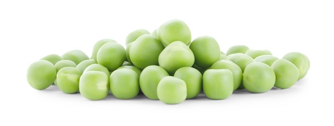 Photo of Pile of fresh green peas isolated on white