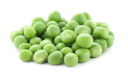 Photo of Pile of fresh green peas isolated on white