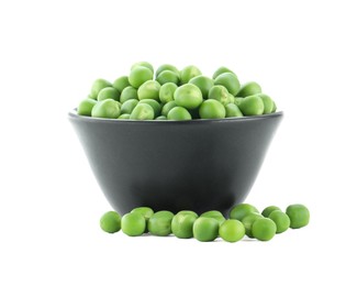 Photo of Fresh green peas in bowl isolated on white