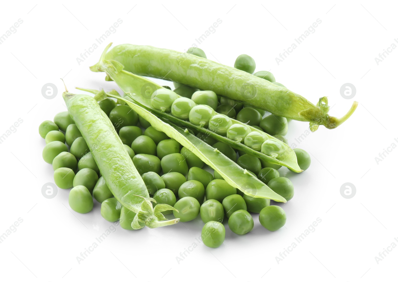 Photo of Green fresh peas and pods isolated on white