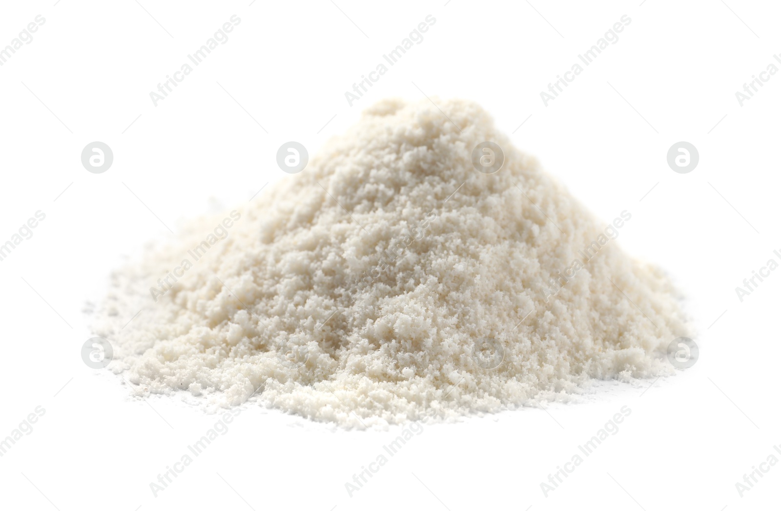 Photo of Heap of coconut flour isolated on white