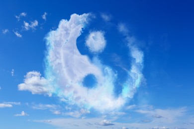 Yin and yang symbol made of clouds in sky