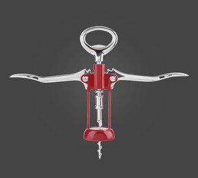 Image of Winged corkscrew with rack and pinion mechanism on dark brown background