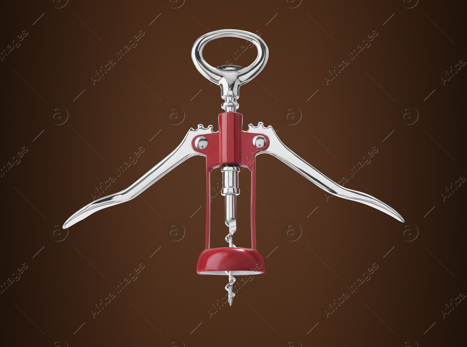 Image of Winged corkscrew with rack and pinion mechanism on brown gradient background