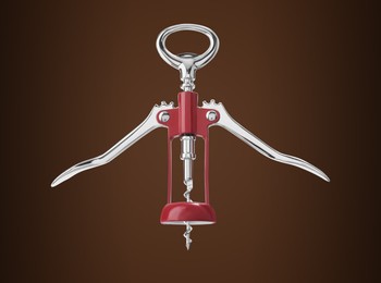 Winged corkscrew with rack and pinion mechanism on brown gradient background