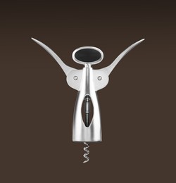 Image of Winged corkscrew with rack and pinion mechanism on pale brown background