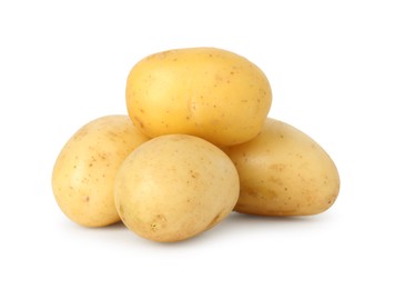 Photo of Pile of young fresh potatoes isolated on white