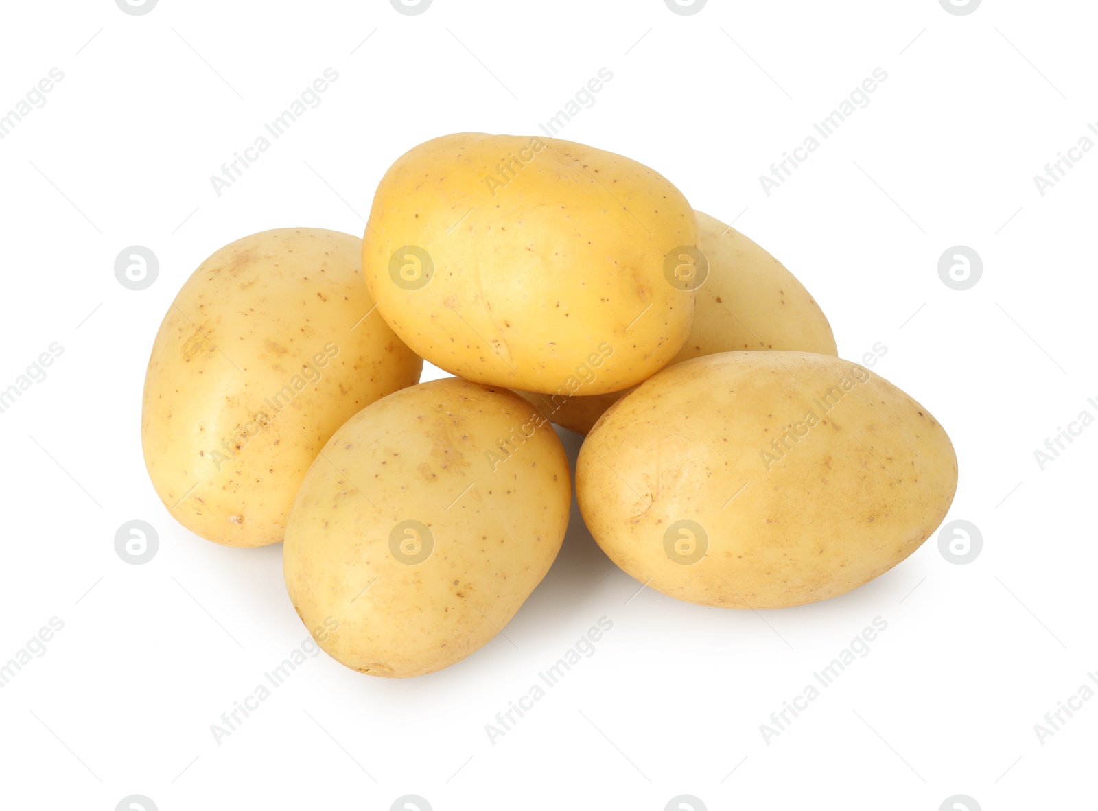 Photo of Pile of young fresh potatoes isolated on white