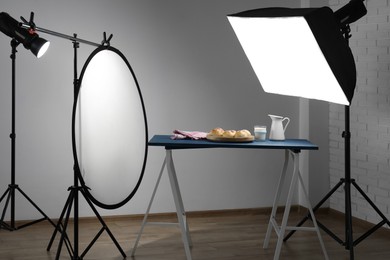 Photo of Shooting food in photo studio with professional lighting equipment