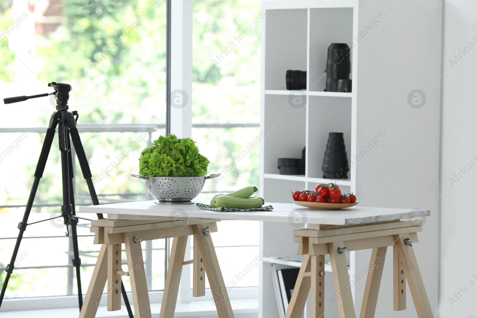 Photo of Shooting food in photo studio with professional equipment