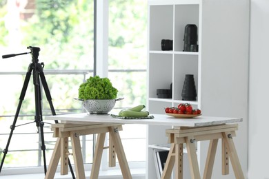 Photo of Shooting food in photo studio with professional equipment