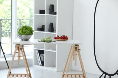 Photo of Shooting food in photo studio with professional equipment