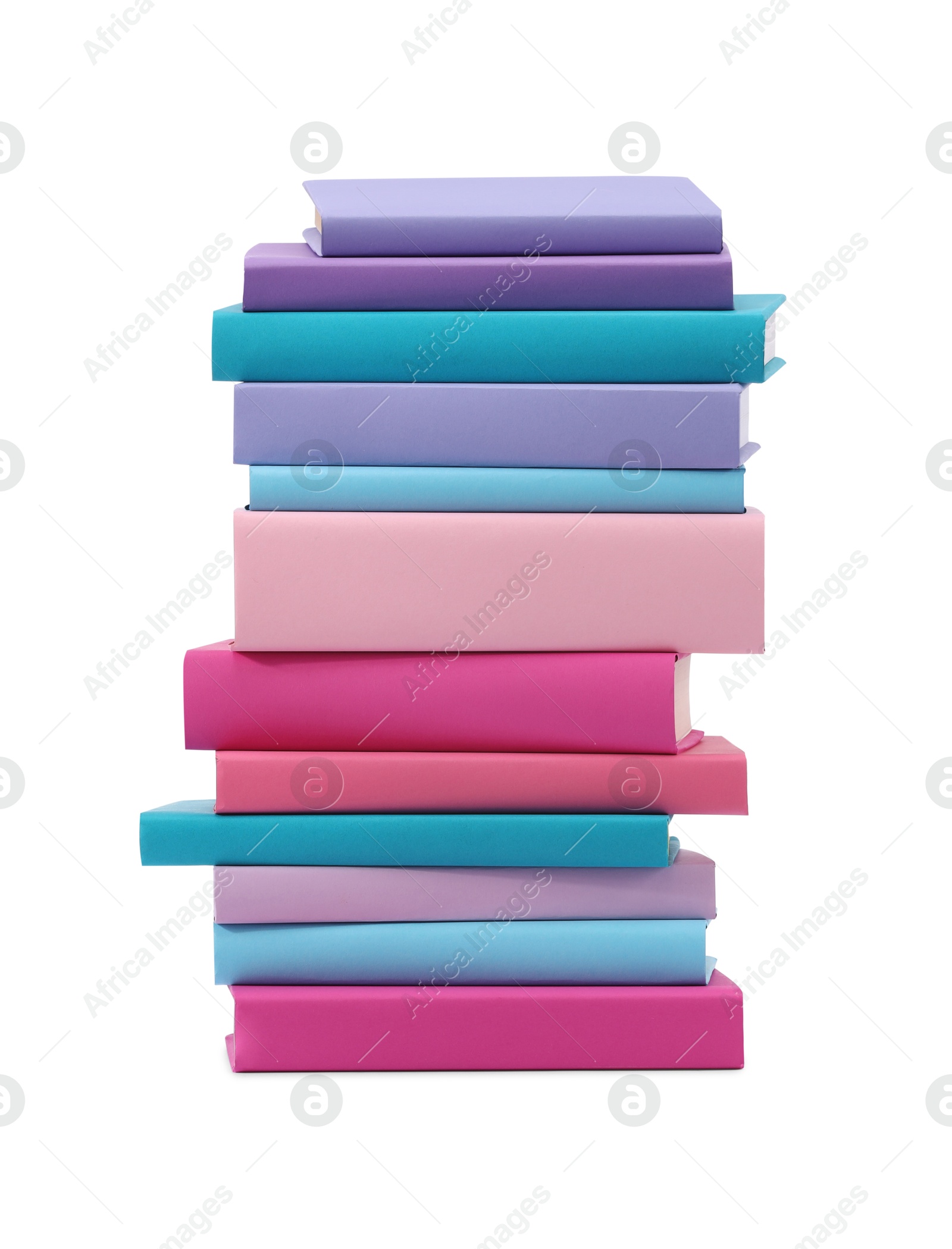 Photo of Stack of colorful books isolated on white