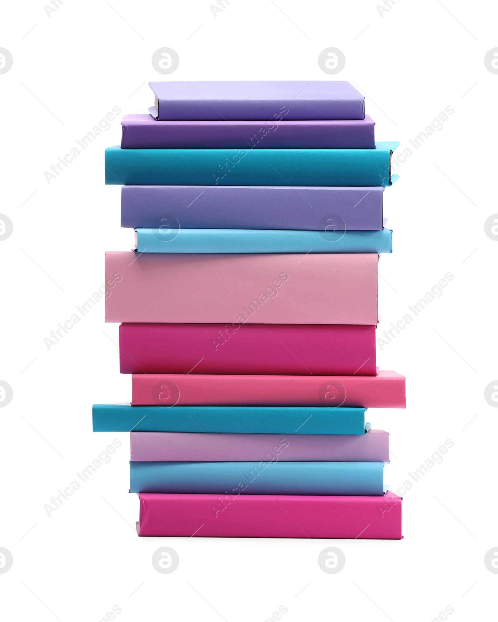 Photo of Stack of colorful books isolated on white