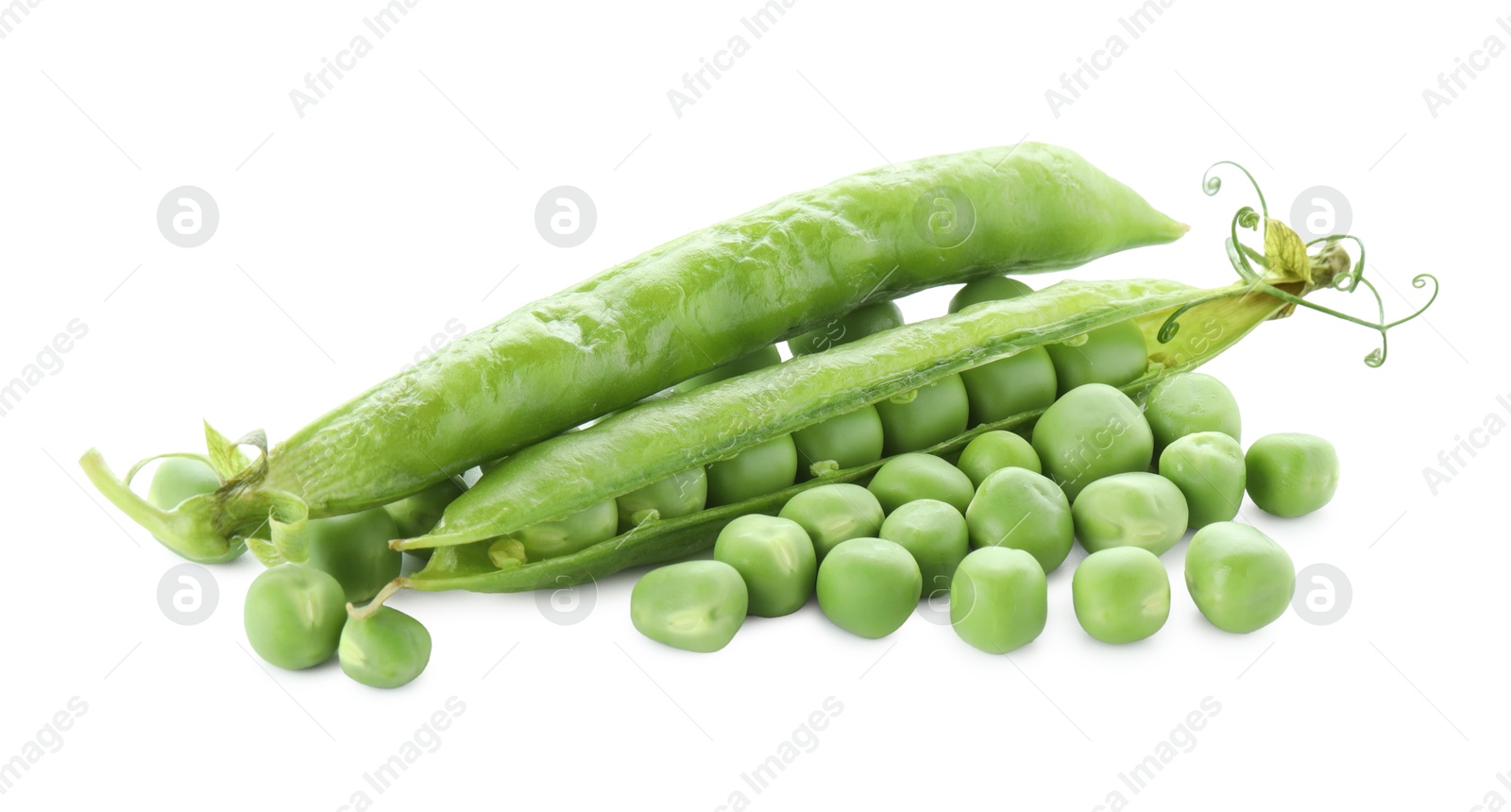 Photo of Green fresh peas and pods isolated on white