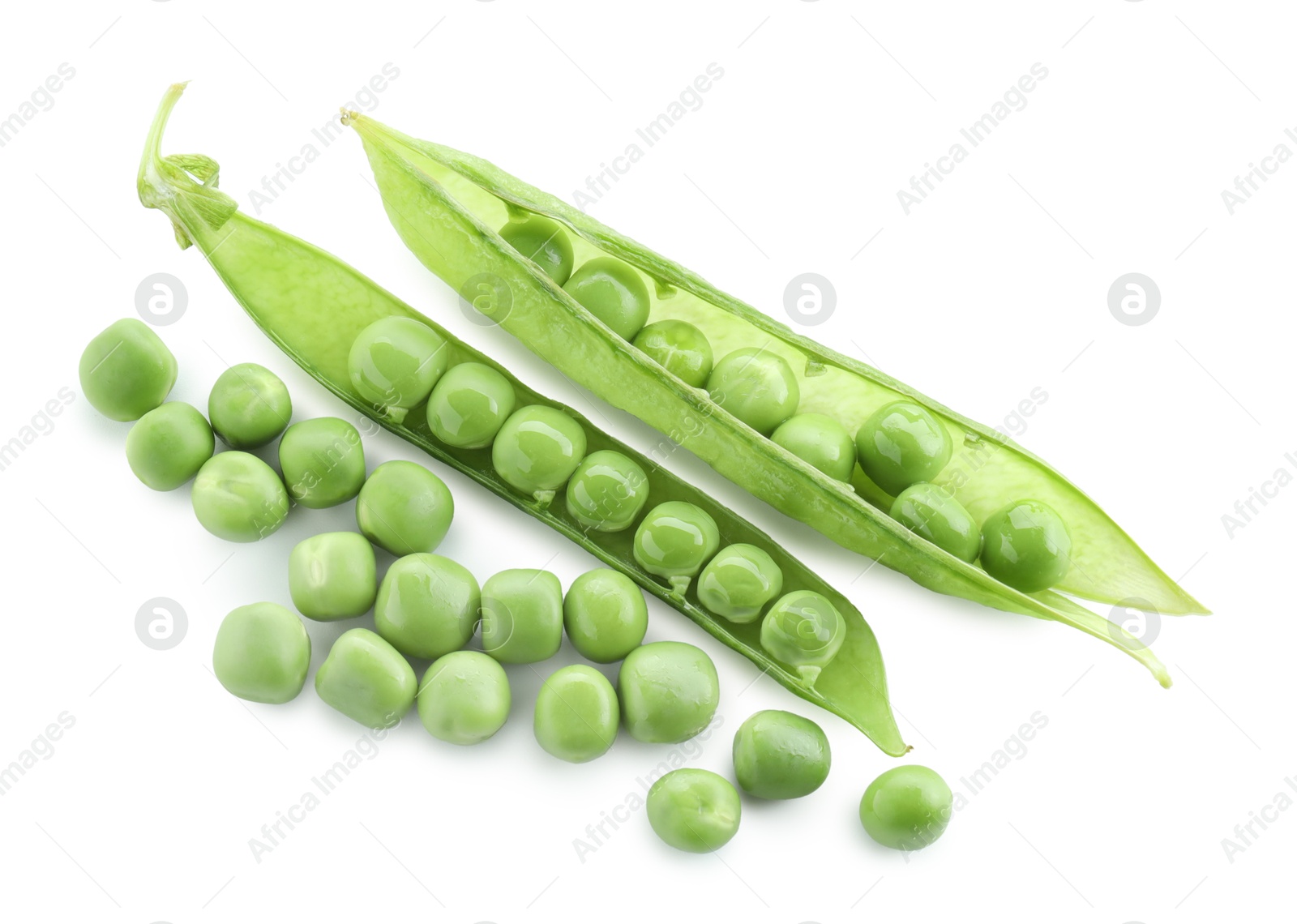 Photo of Green fresh peas and pods isolated on white